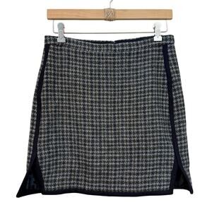 J. CREW Houndstooth Mini Skirt Size 6 NWT Grey Blue Wool Pencil Skirt